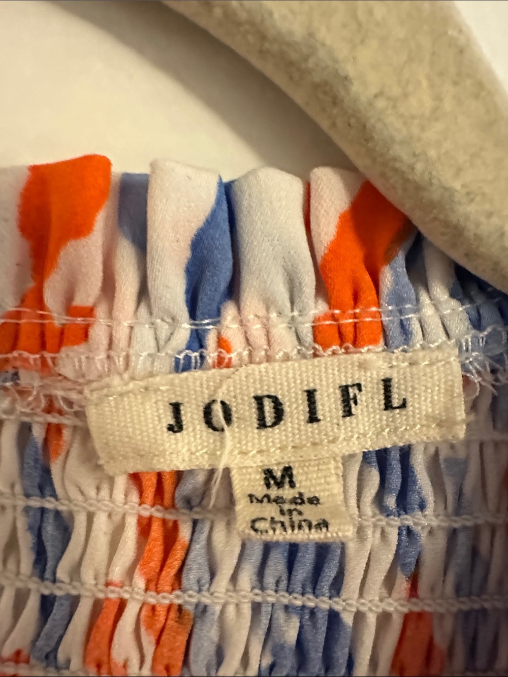 JODIFL White Top with Blue and Orange Brushstroke Print - Picture 2 of 3